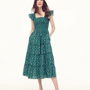 Hill House Nap Dress Emerald Trellis Ellie